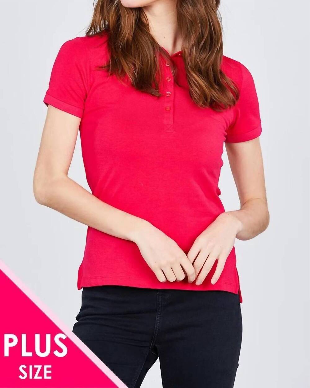 NEW CC WHOLESALE classic jersey spandex polo top in hot pink